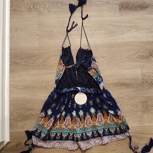 Xenia Boutique Multicolor Womens Summer Beach Halter Romper One Piece Sz 10